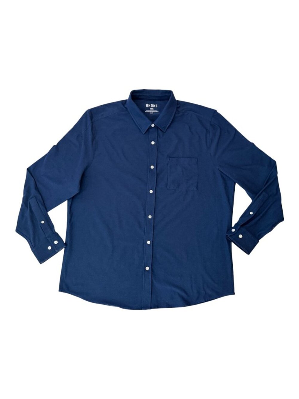 Rhone Men's Long Sleeve Button Down Shirt XL Navy Blue Performance Casual